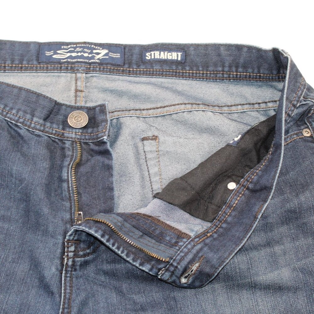 Seven7 Straight Denim Jeans Mens Size 39 X 31 Blue Dark Wash 5-Pocket Whisker - Picture 6 of 14